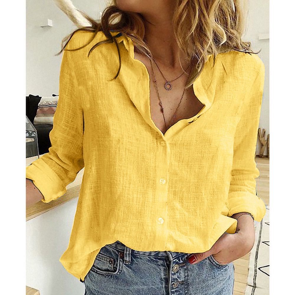 Slub Cotton Temperament Beautiful And Thin Ladies Shirt