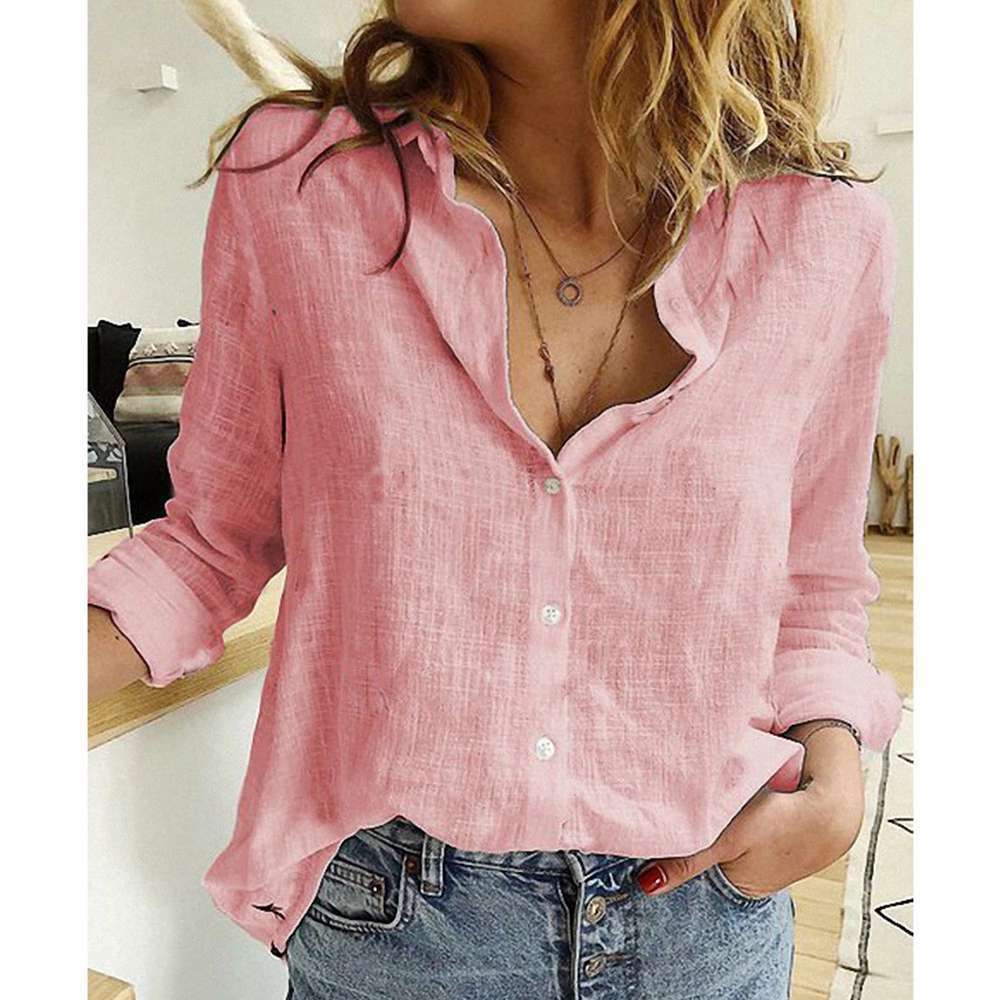 Slub Cotton Temperament Beautiful And Thin Ladies Shirt