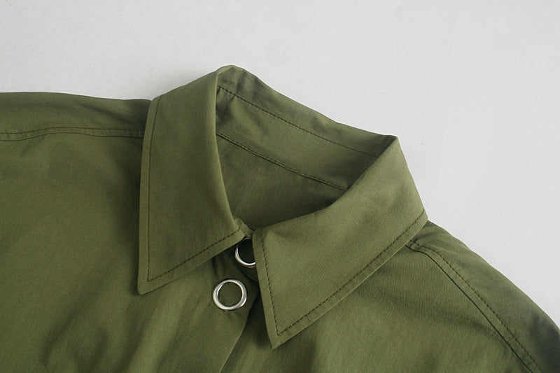 Lapel Short Sleeve Cotton Shirt Dress