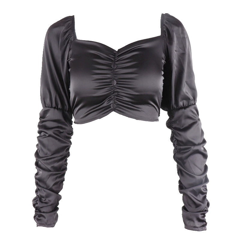 Square neck pleated waist top