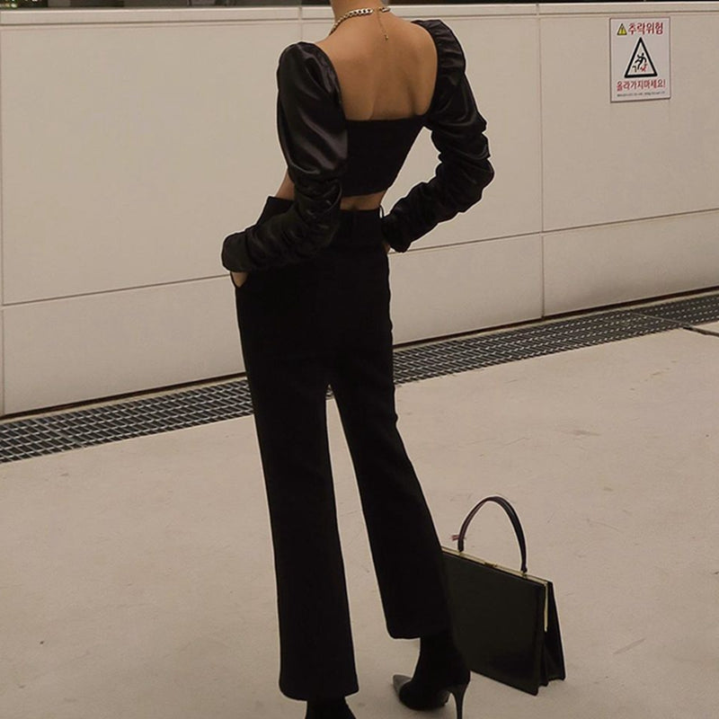 Square neck pleated waist top