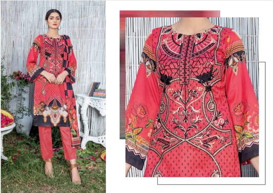 3 Piece Digital & Embroidered Lawn 04