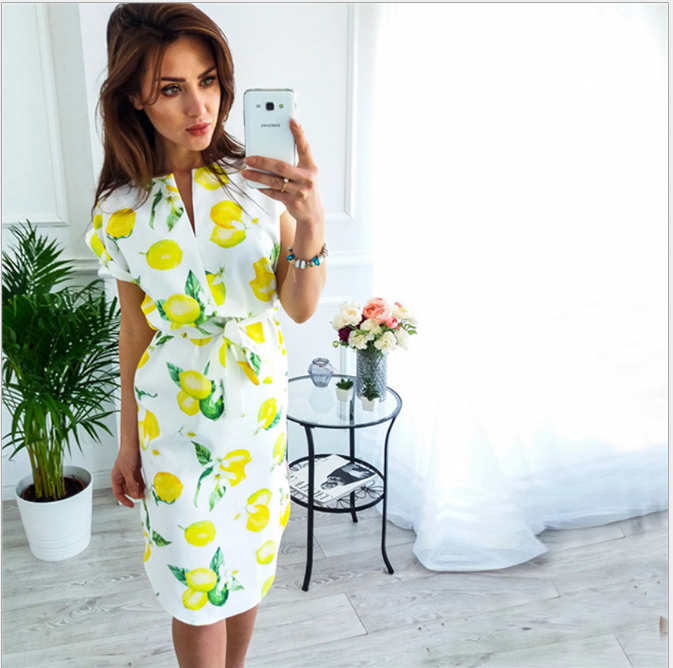 V-Neck Printed Dress