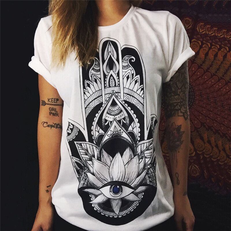 Black and White Pattern Loose T-shirt