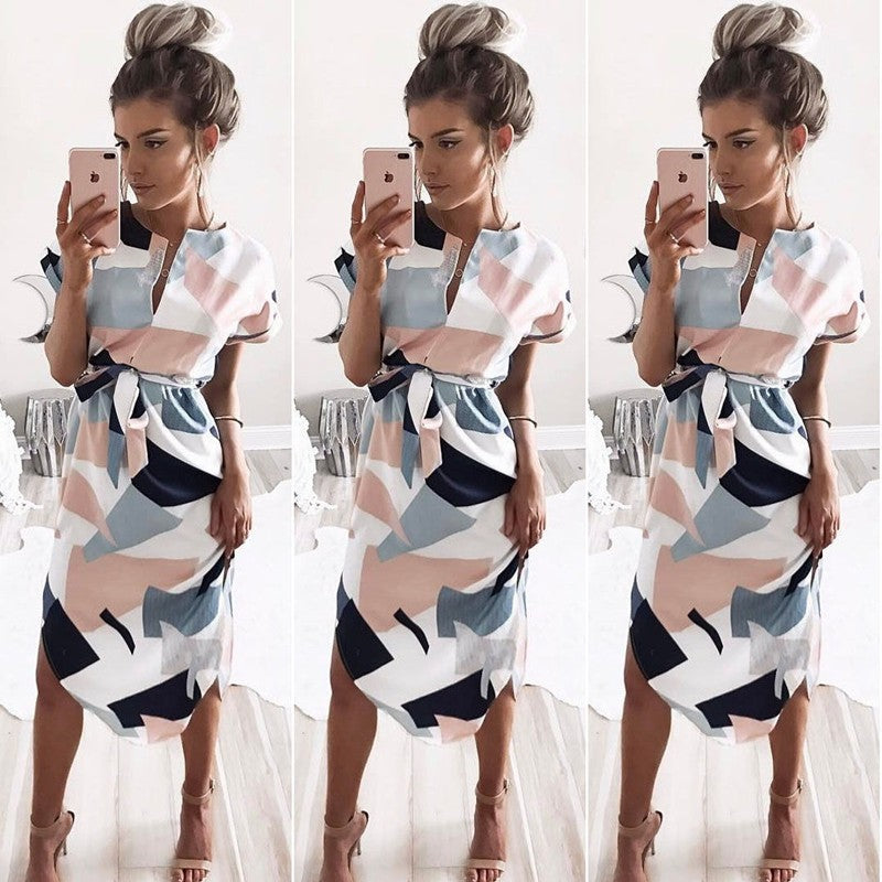 V-Neck Printed Dress