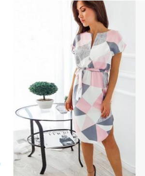 V-Neck Printed Dress