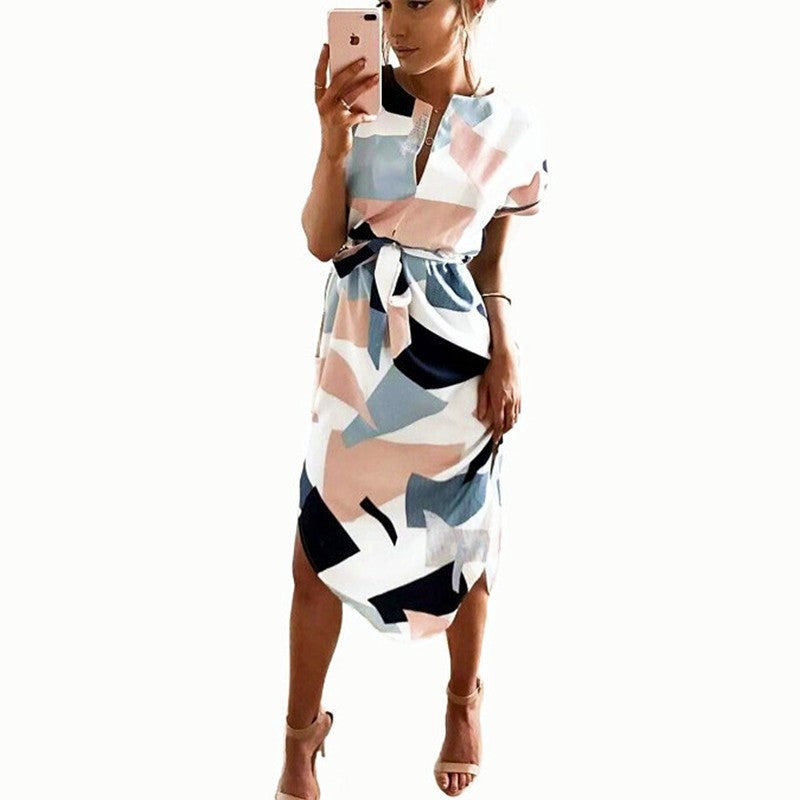 V-Neck Printed Dress