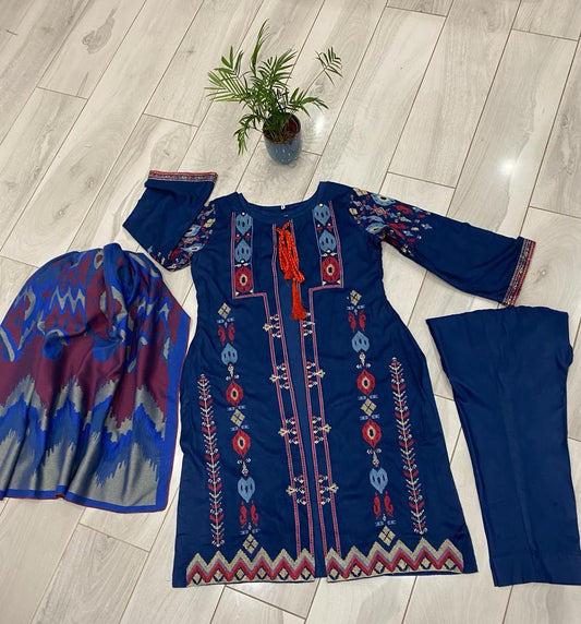 3 Piece Suit With Trouser and Shawl