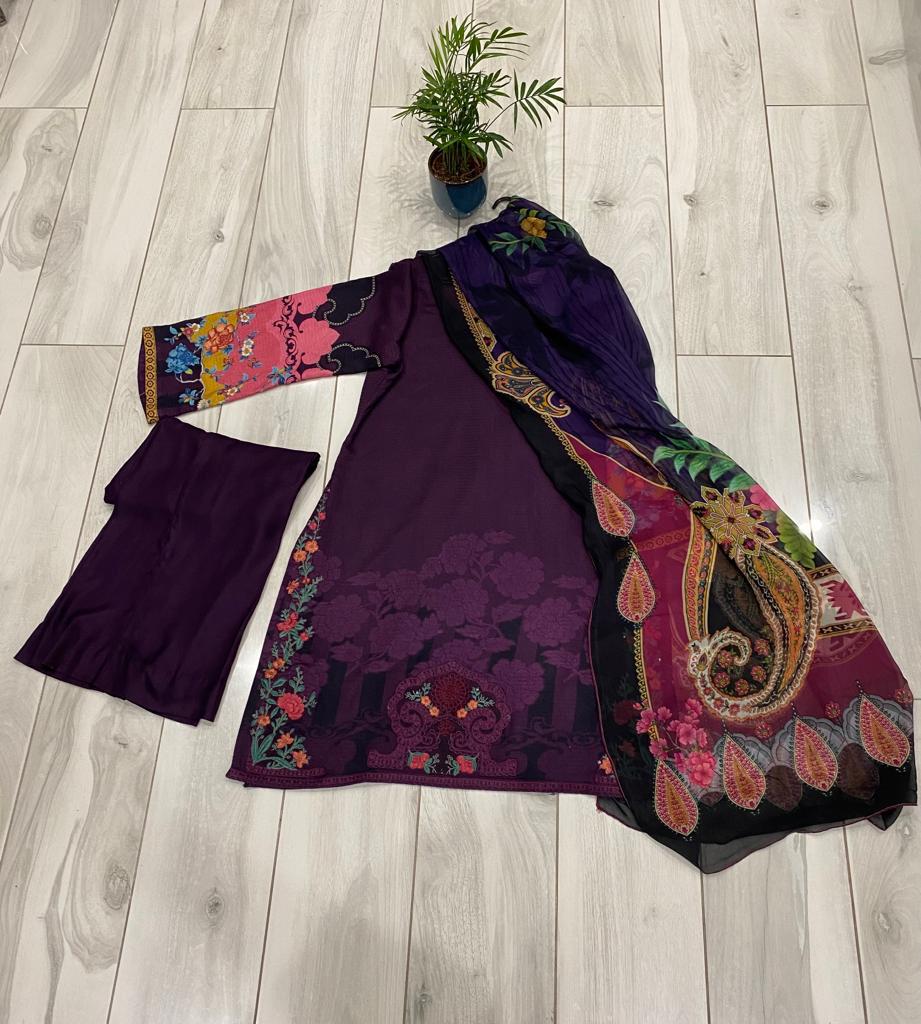 3 Piece Suit With Trouser and Dupatta