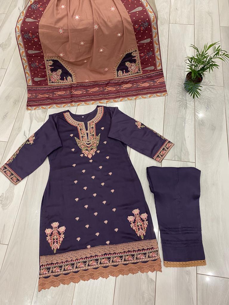 3 Piece Suit With Trouser and Dupatta