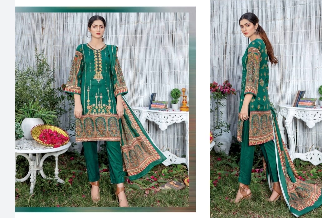 3 Piece Digital & Embroidered Lawn 07